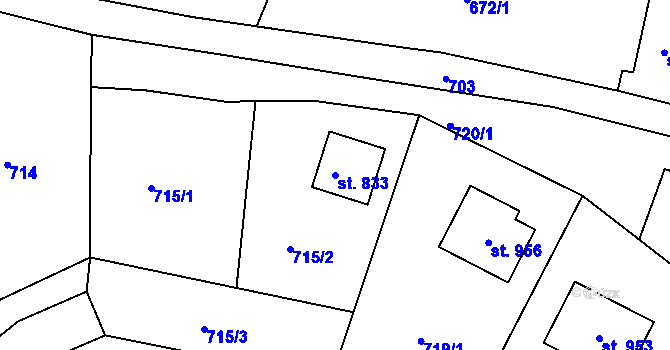 Parcela st. 833 v KÚ Podhrad, Katastrální mapa