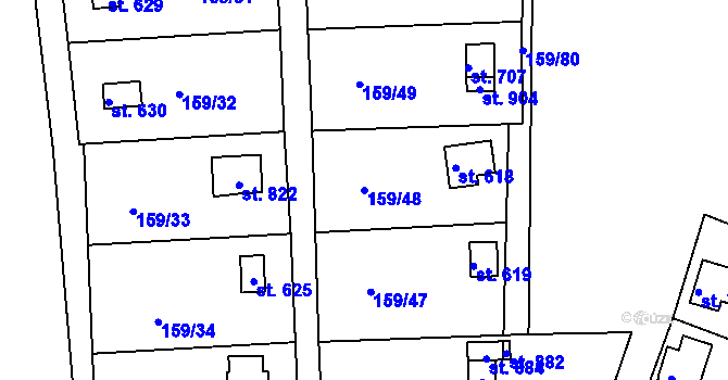 Parcela st. 159/48 v KÚ Podhrad, Katastrální mapa
