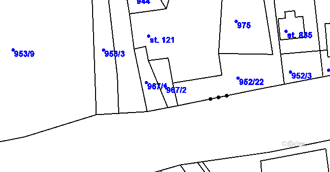 Parcela st. 967/2 v KÚ Podhrad, Katastrální mapa