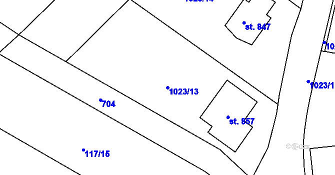 Parcela st. 1023/13 v KÚ Podhrad, Katastrální mapa