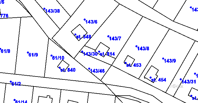 Parcela st. 814 v KÚ Podhrad, Katastrální mapa
