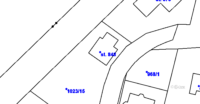 Parcela st. 848 v KÚ Podhrad, Katastrální mapa