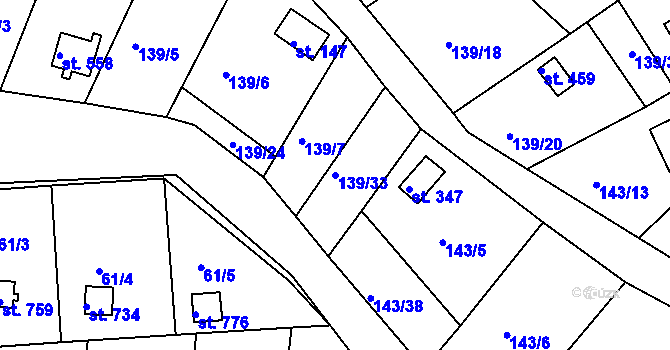 Parcela st. 139/33 v KÚ Podhrad, Katastrální mapa