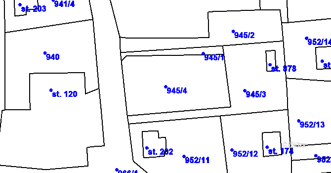 Parcela st. 945/4 v KÚ Podhrad, Katastrální mapa