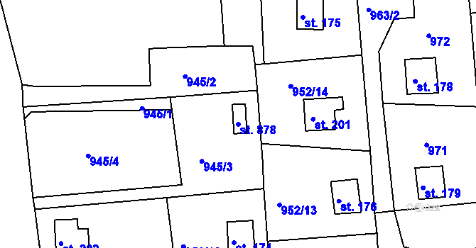 Parcela st. 878 v KÚ Podhrad, Katastrální mapa