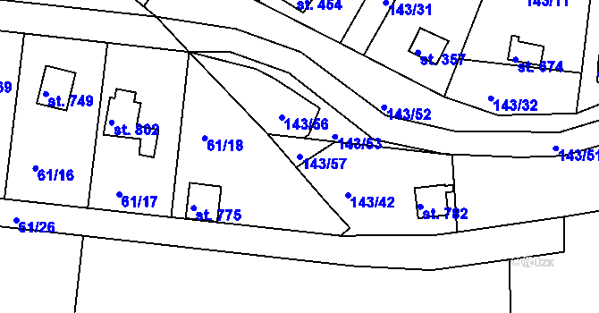 Parcela st. 143/57 v KÚ Podhrad, Katastrální mapa