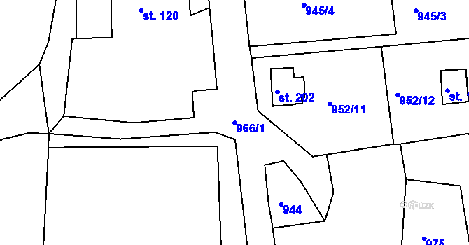Parcela st. 966/1 v KÚ Podhrad, Katastrální mapa