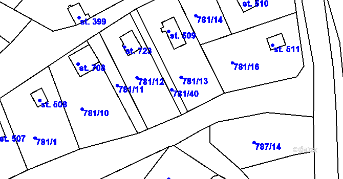 Parcela st. 781/40 v KÚ Podhrad, Katastrální mapa