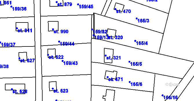 Parcela st. 166/15 v KÚ Podhrad, Katastrální mapa