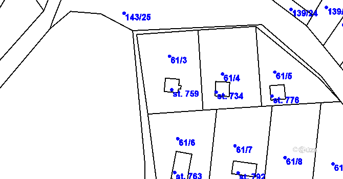 Parcela st. 759 v KÚ Podhrad, Katastrální mapa