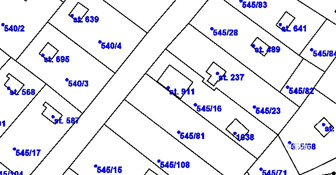 Parcela st. 911 v KÚ Podhrad, Katastrální mapa