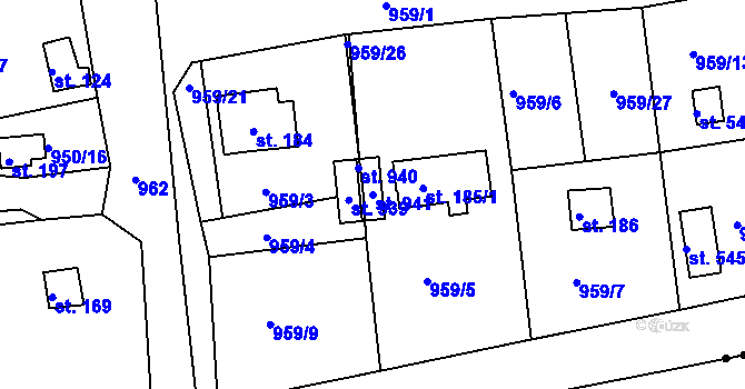 Parcela st. 941 v KÚ Podhrad, Katastrální mapa
