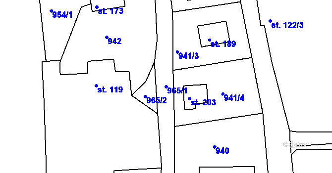 Parcela st. 965/1 v KÚ Podhrad, Katastrální mapa