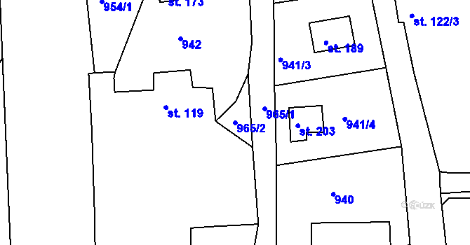 Parcela st. 965/2 v KÚ Podhrad, Katastrální mapa