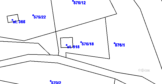 Parcela st. 576/18 v KÚ Podhrad, Katastrální mapa