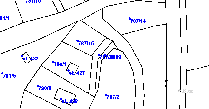 Parcela st. 787/19 v KÚ Podhrad, Katastrální mapa