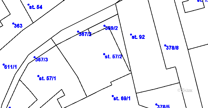 Parcela st. 57/2 v KÚ Čejkovice u Jičína, Katastrální mapa