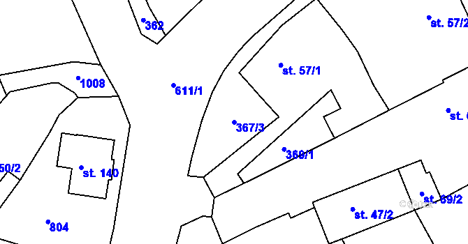 Parcela st. 367/3 v KÚ Čejkovice u Jičína, Katastrální mapa