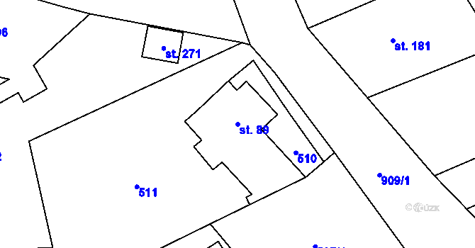 Parcela st. 89 v KÚ Podhradí u Jičína, Katastrální mapa
