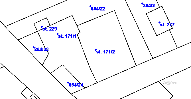 Parcela st. 171/2 v KÚ Podhradí u Jičína, Katastrální mapa