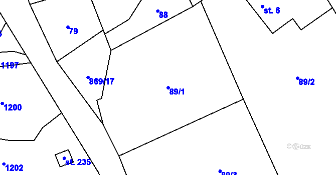 Parcela st. 89/1 v KÚ Podhradí u Jičína, Katastrální mapa