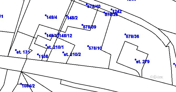 Parcela st. 578/10 v KÚ Podhradí u Jičína, Katastrální mapa