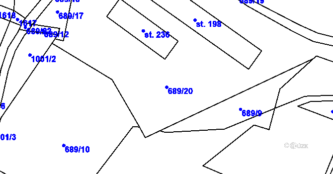 Parcela st. 689/20 v KÚ Podhradí u Jičína, Katastrální mapa