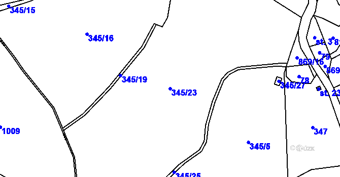 Parcela st. 345/23 v KÚ Podhradí u Jičína, Katastrální mapa