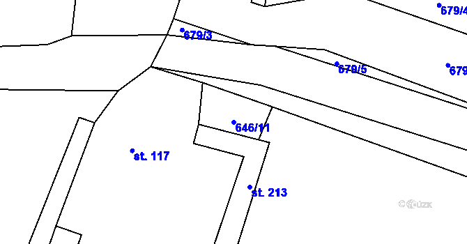 Parcela st. 646/11 v KÚ Podhradí u Jičína, Katastrální mapa