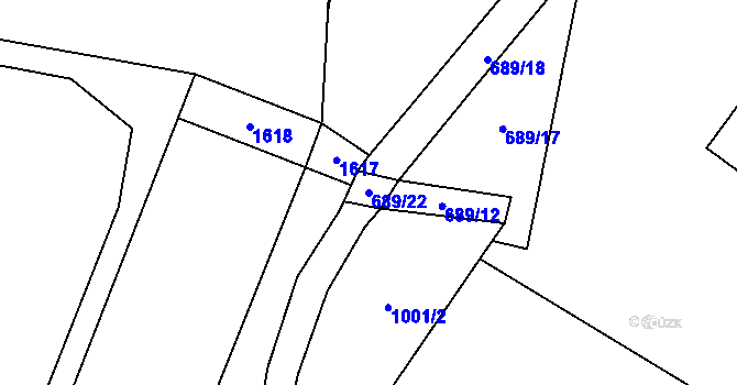Parcela st. 689/22 v KÚ Podhradí u Jičína, Katastrální mapa