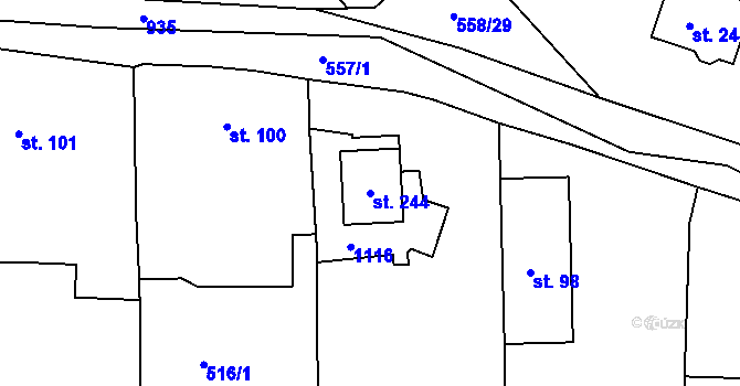 Parcela st. 244 v KÚ Podhradí u Jičína, Katastrální mapa