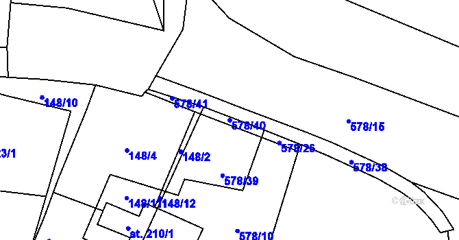 Parcela st. 578/40 v KÚ Podhradí u Jičína, Katastrální mapa