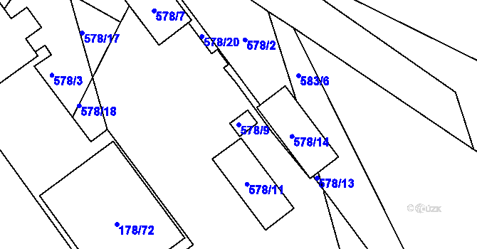 Parcela st. 578/9 v KÚ Staré Místo, Katastrální mapa