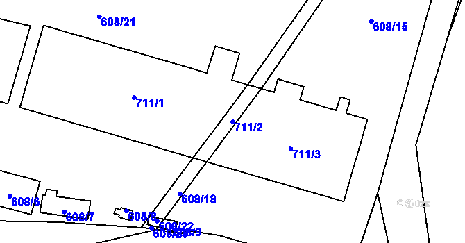 Parcela st. 711/2 v KÚ Staré Místo, Katastrální mapa
