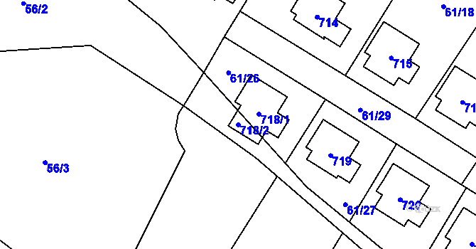 Parcela st. 718/2 v KÚ Staré Místo, Katastrální mapa