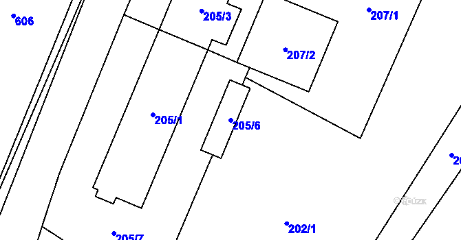 Parcela st. 205/6 v KÚ Staré Místo, Katastrální mapa