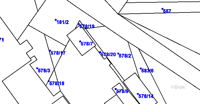 Parcela st. 578/20 v KÚ Staré Místo, Katastrální mapa