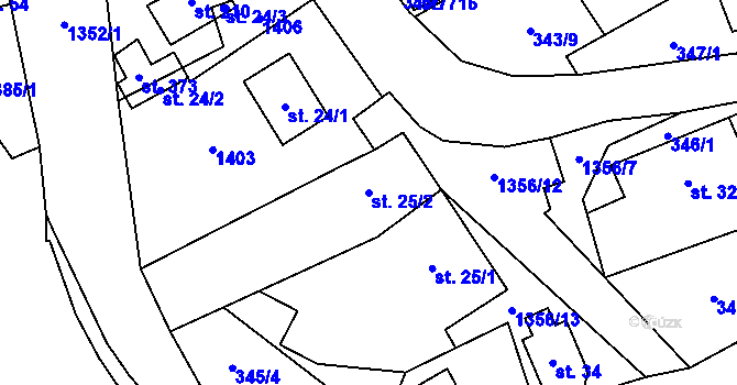 Parcela st. 25/2 v KÚ Podhradí nad Dyjí, Katastrální mapa