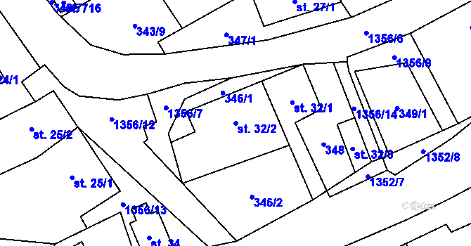 Parcela st. 32/2 v KÚ Podhradí nad Dyjí, Katastrální mapa