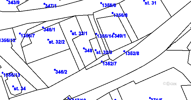 Parcela st. 32/3 v KÚ Podhradí nad Dyjí, Katastrální mapa