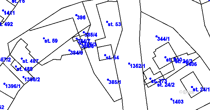 Parcela st. 54 v KÚ Podhradí nad Dyjí, Katastrální mapa