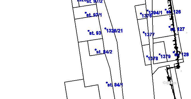 Parcela st. 84/2 v KÚ Podhradí nad Dyjí, Katastrální mapa