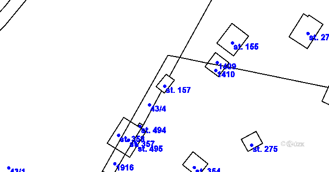 Parcela st. 157 v KÚ Podhradí nad Dyjí, Katastrální mapa