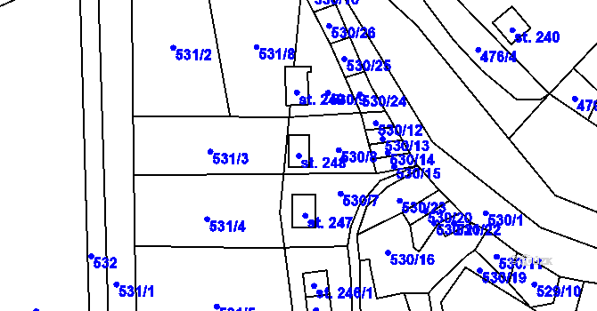Parcela st. 248 v KÚ Podhradí nad Dyjí, Katastrální mapa