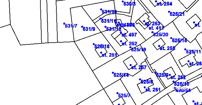 Parcela st. 251 v KÚ Podhradí nad Dyjí, Katastrální mapa