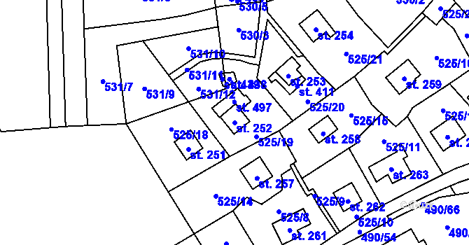 Parcela st. 252 v KÚ Podhradí nad Dyjí, Katastrální mapa