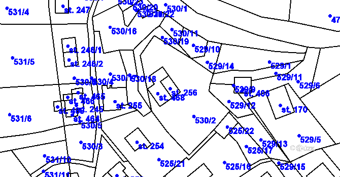 Parcela st. 256 v KÚ Podhradí nad Dyjí, Katastrální mapa
