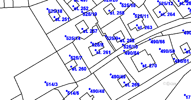 Parcela st. 261 v KÚ Podhradí nad Dyjí, Katastrální mapa