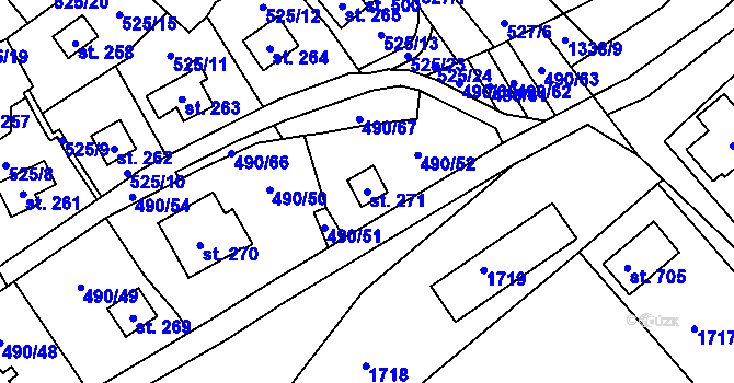 Parcela st. 271 v KÚ Podhradí nad Dyjí, Katastrální mapa