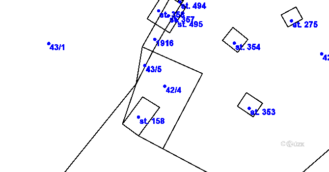 Parcela st. 42/4 v KÚ Podhradí nad Dyjí, Katastrální mapa